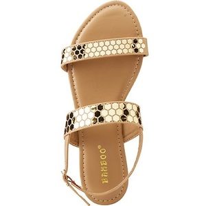 $15 〽️ Metallic Trim Sandals 〽️ Flat Sandals